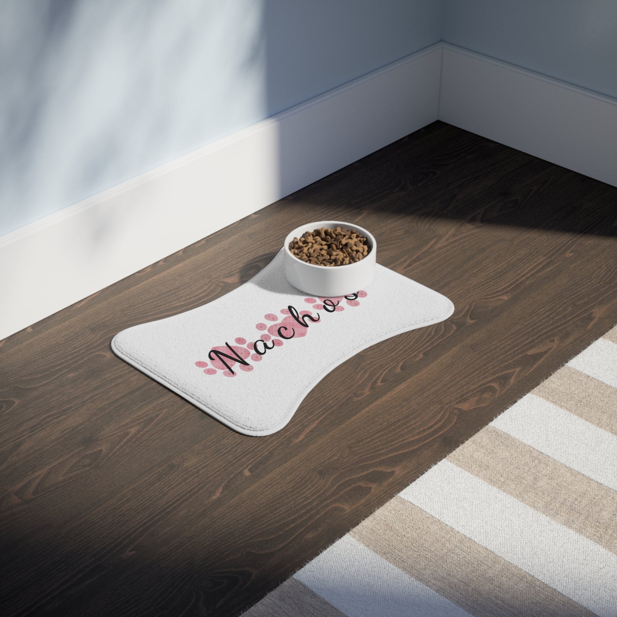 Heart Paw Custom Pet Feeding Mats – Personalized Name Design for Dogs & Cats - Lifestyle Shot