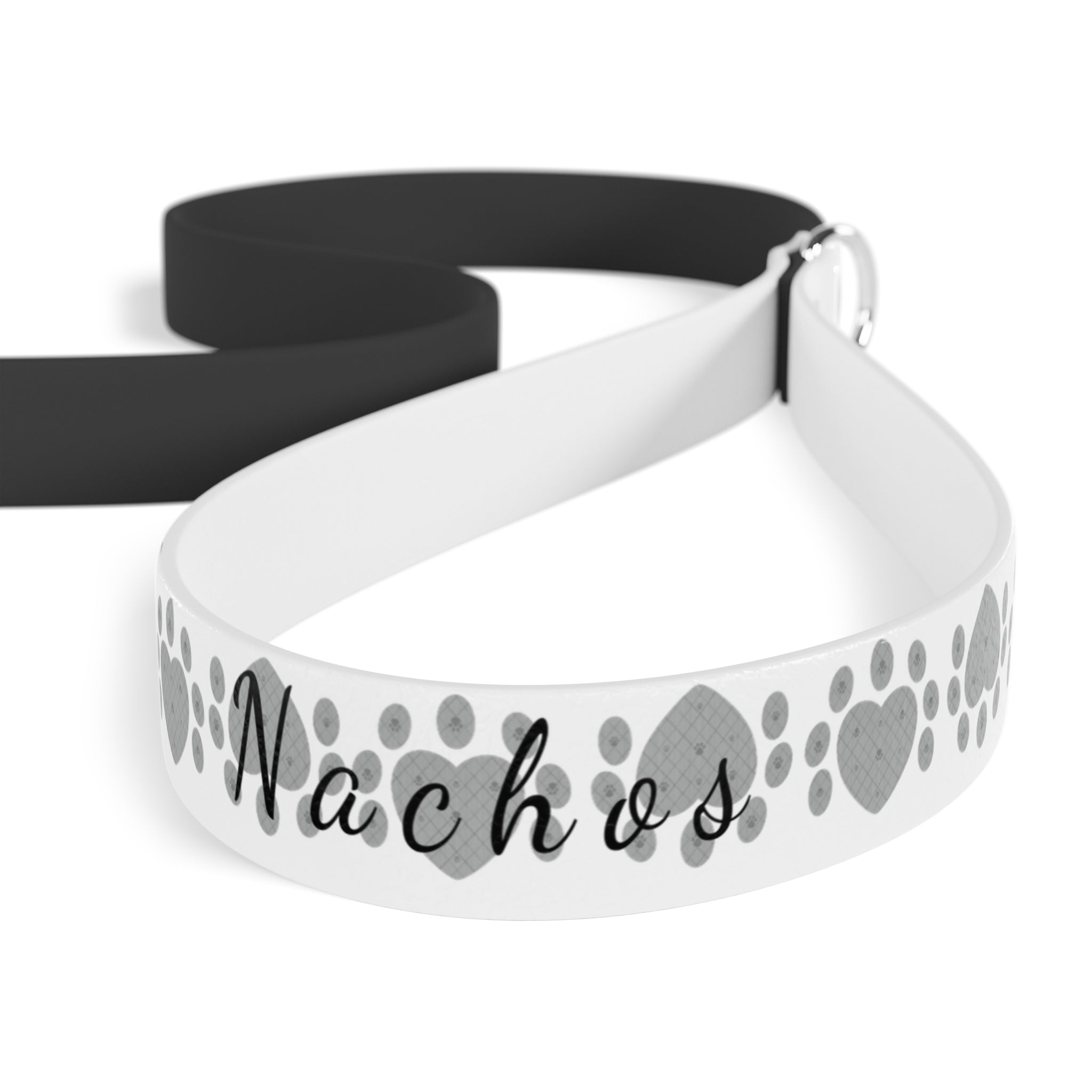 Custom Heart Paw Print Dog Leash – Personalized Name, Pink, Blue & Grey Options - View 7