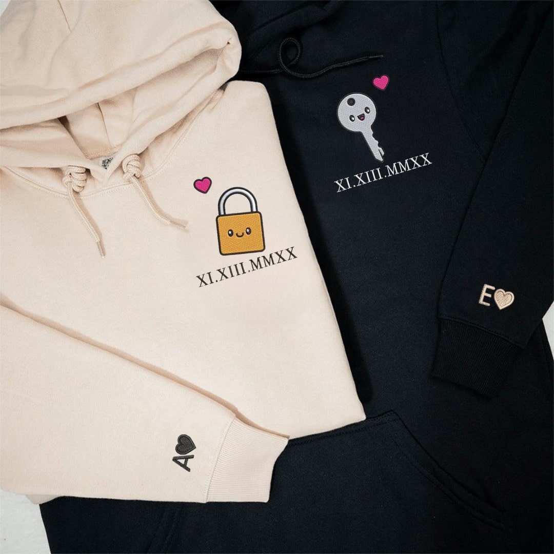 Key & Lock couple hoodies illustration