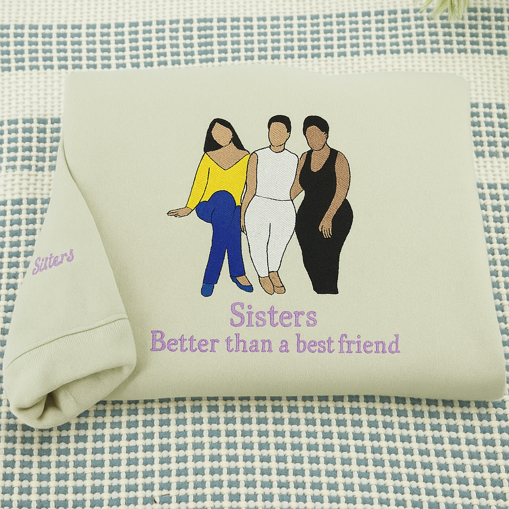 hoodie with embroidered minimalist photo illustration – custom embroidered sweatshirt from photo