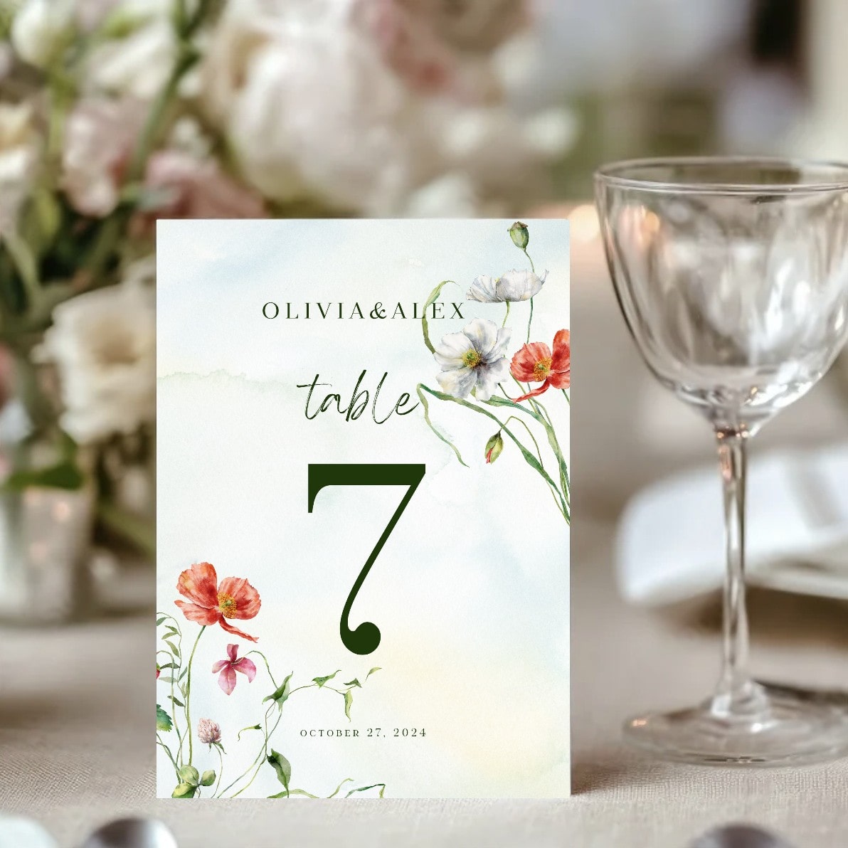 Custom Number Cards Personalized Floral Table Number Cards - Custom Embroidered Gift | Line ...
