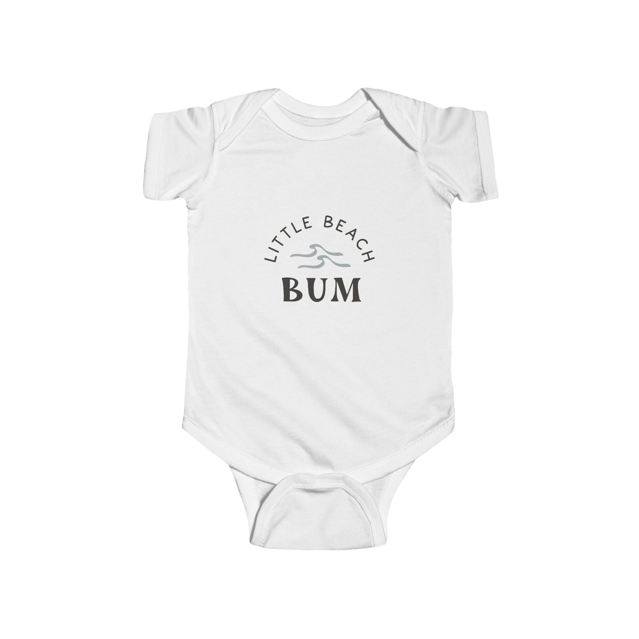 Soft cotton baby onesie with coastal-themed lettering and graphic

