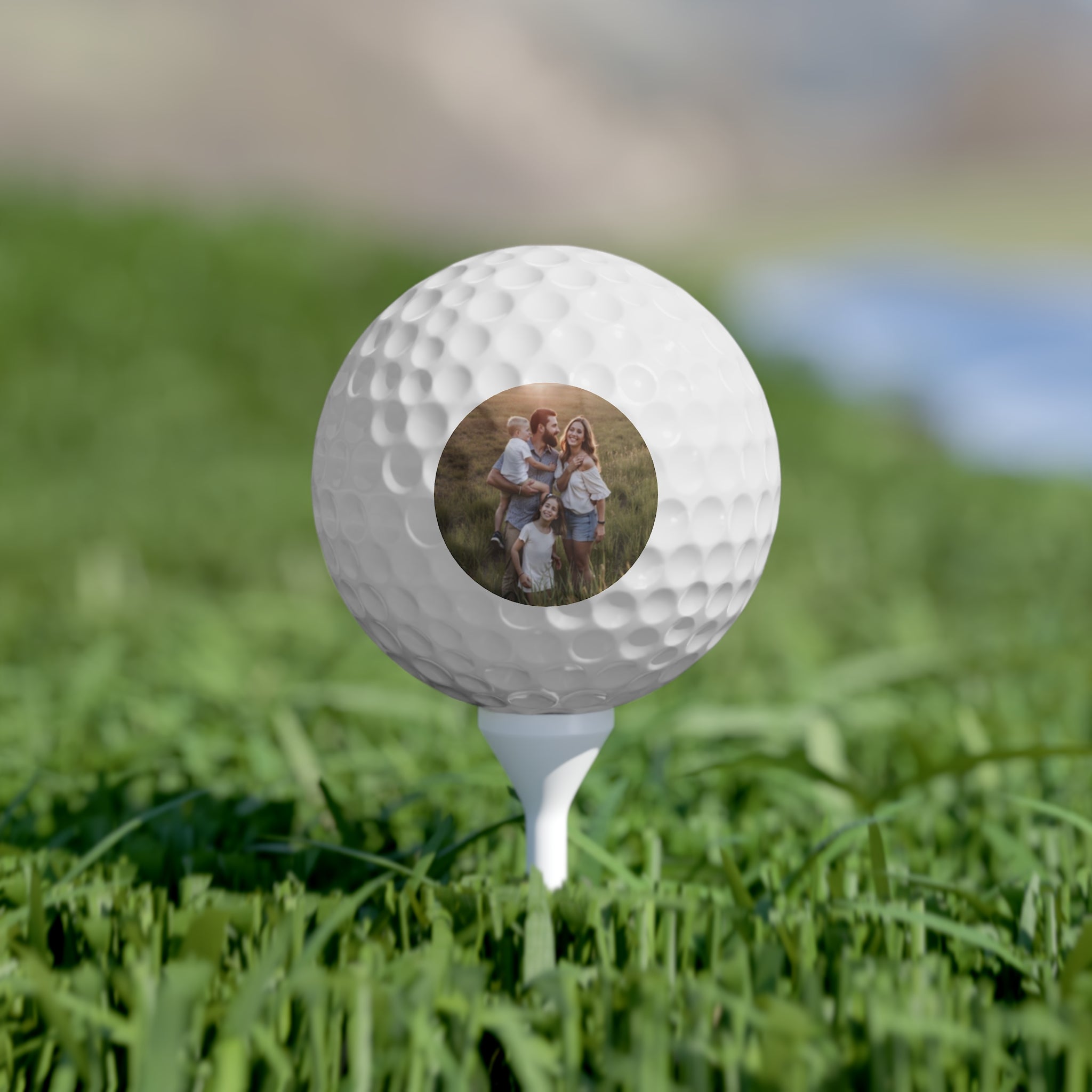 Set of custom photo golf balls with a couple’s image printed on each—ideal personalized gift for golfers and romantic anniversary gifts for him and her.
