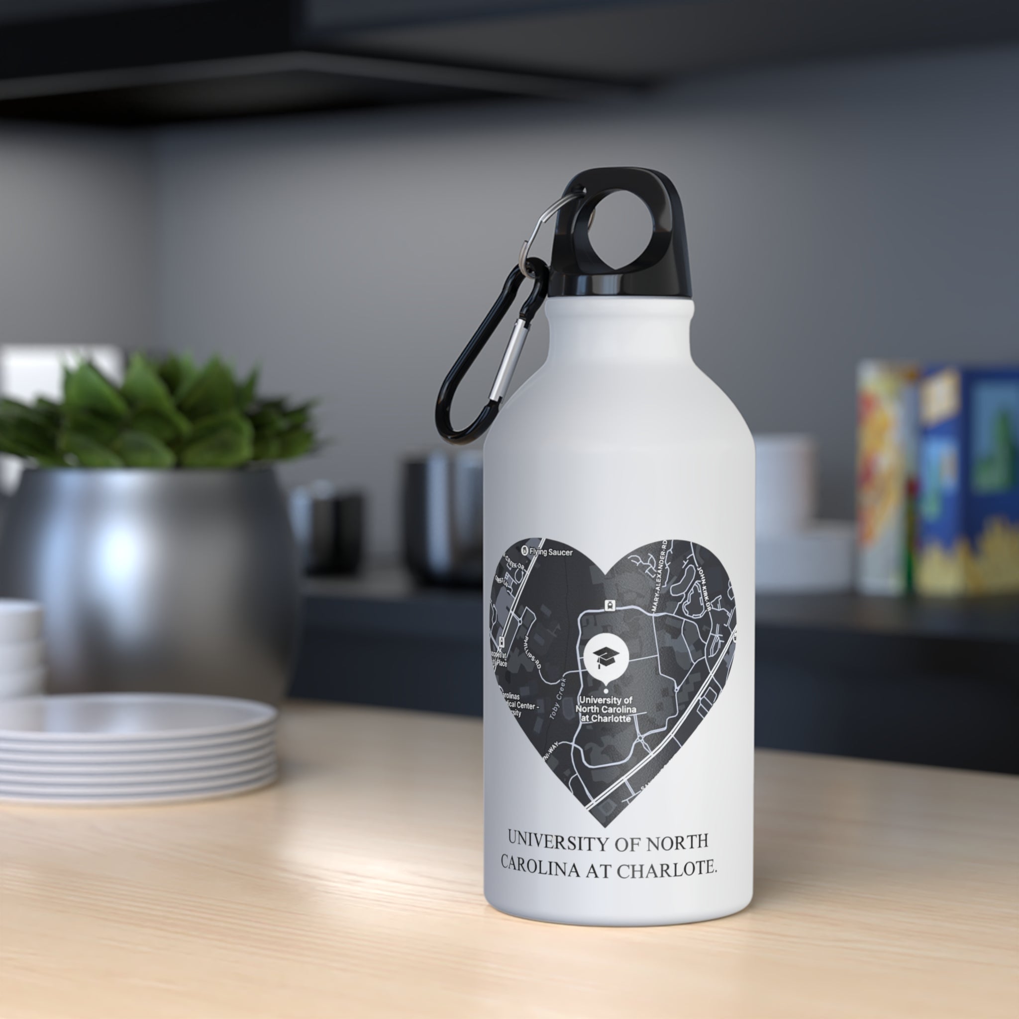 Personalized Graduation Water Bottle | Custom Floral Monogram & University Map