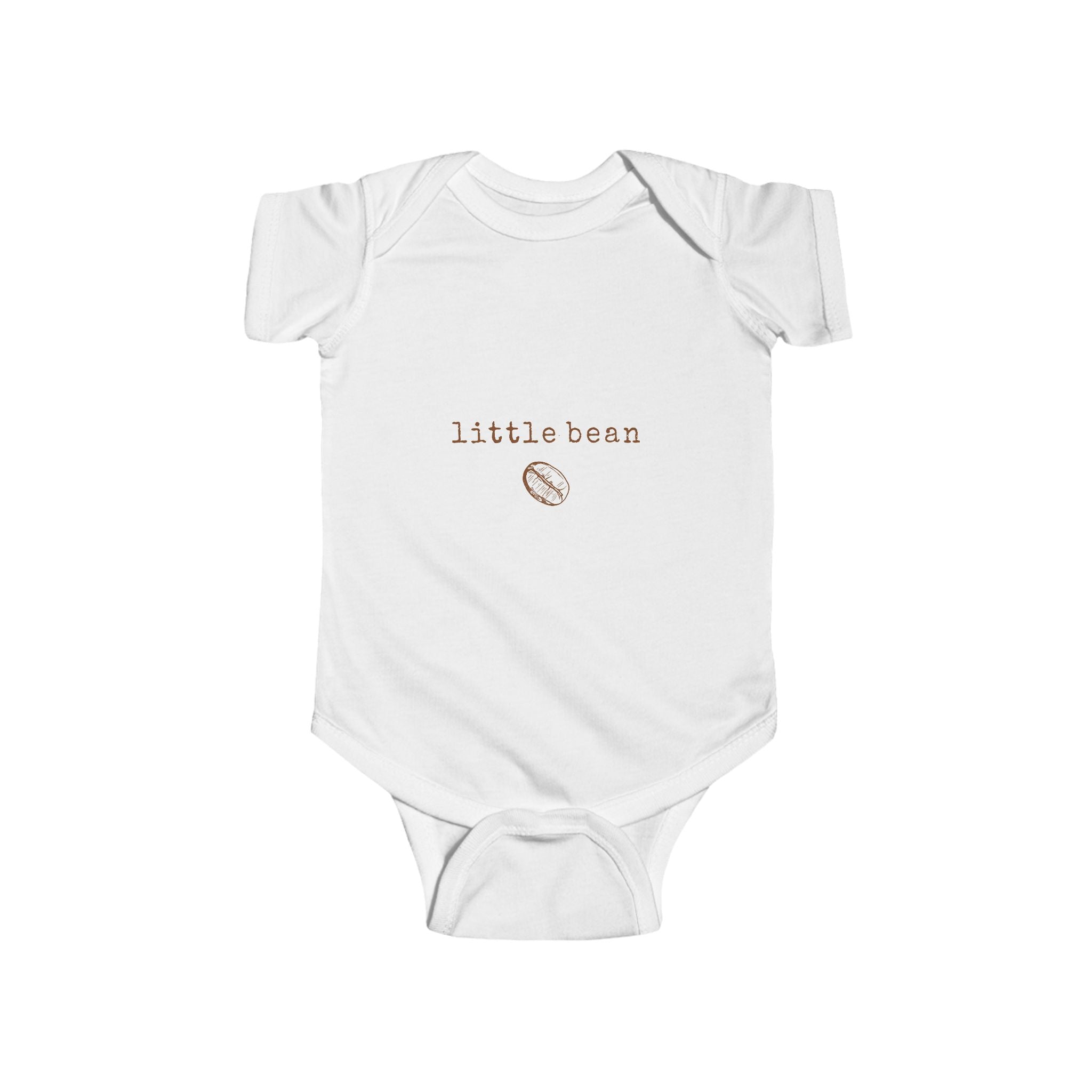 Simple and sweet baby outfit featuring “Little Bean” message

