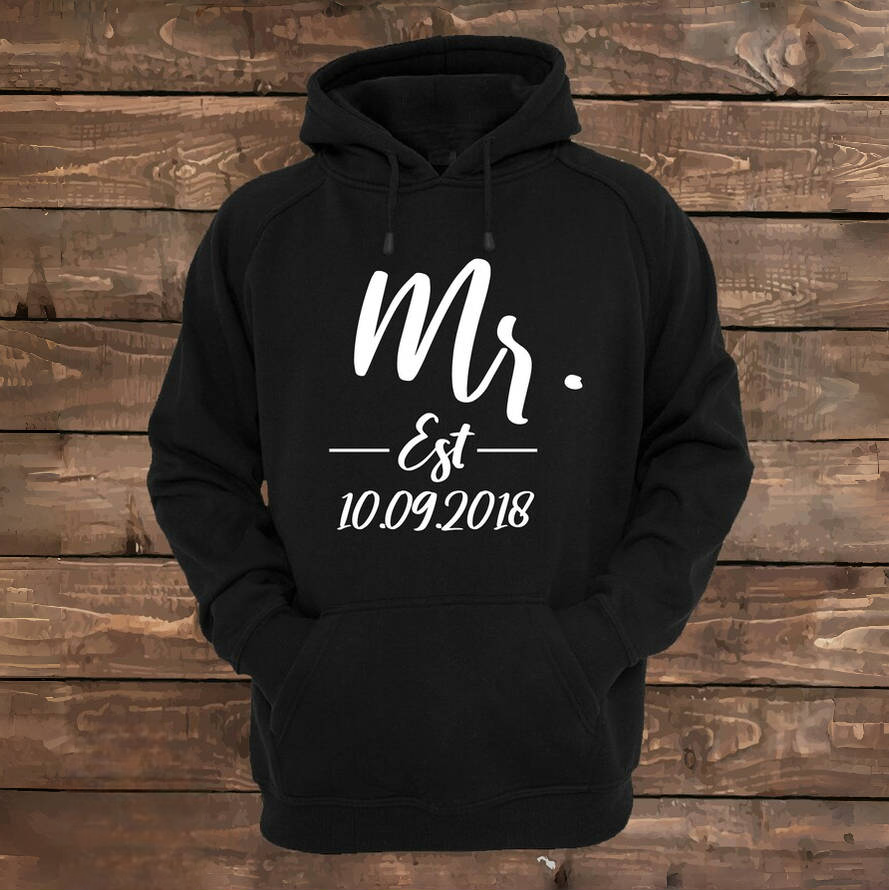 Matching Couple Hoodies Mr. Mrs. Custom Embroidered Couples Matchi Line Stitch