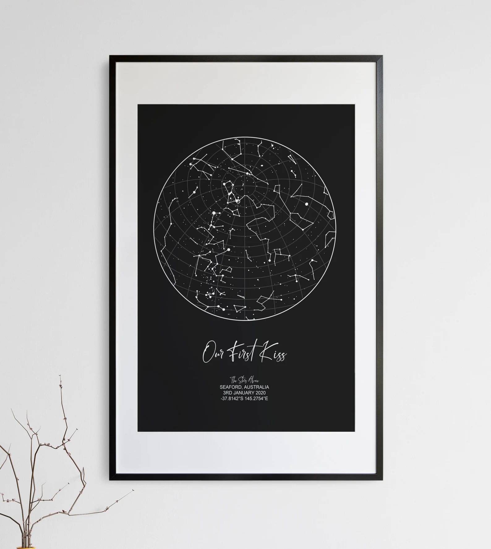 Customiz Stars Custom Star Map Wall Art – Personalized Night Sky Print Gift – Line ...