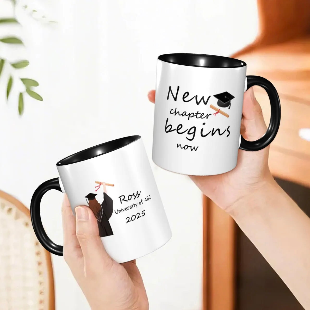 Inspirational new chapter graduation mug for students